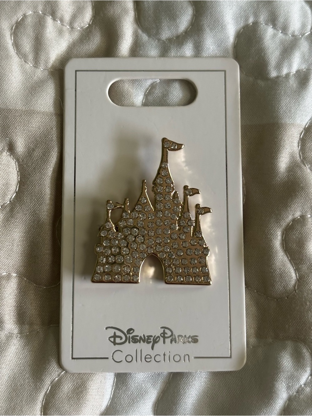 Authentic Disney Parks Crystal Castle Brooch Pin - Gold